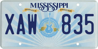 MS license plate XAW835