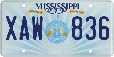 MS license plate XAW836