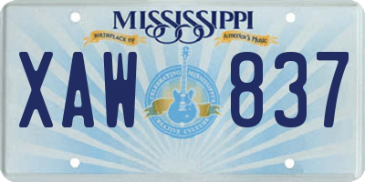 MS license plate XAW837