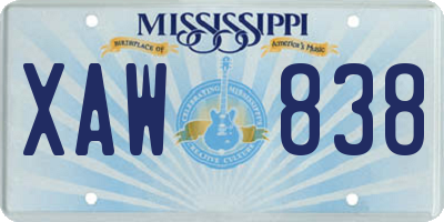 MS license plate XAW838