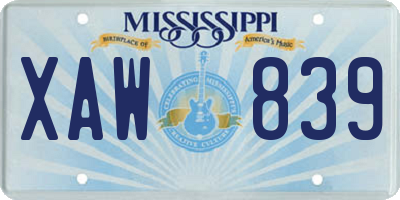 MS license plate XAW839