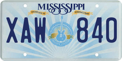 MS license plate XAW840
