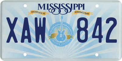 MS license plate XAW842