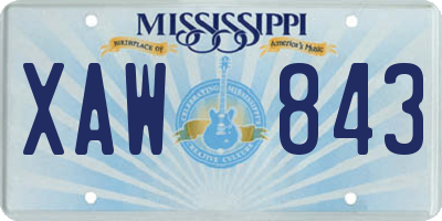 MS license plate XAW843