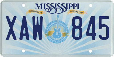 MS license plate XAW845