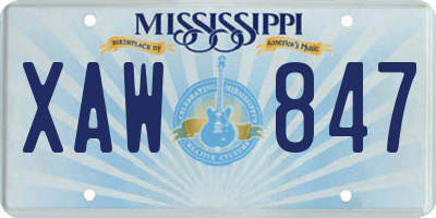 MS license plate XAW847