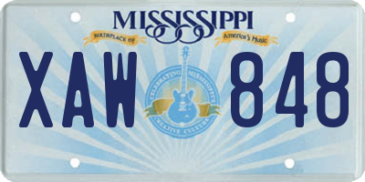 MS license plate XAW848