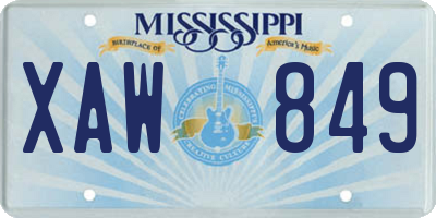 MS license plate XAW849