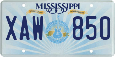 MS license plate XAW850