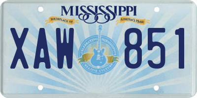 MS license plate XAW851