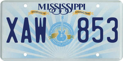 MS license plate XAW853