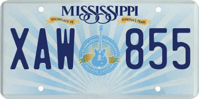 MS license plate XAW855