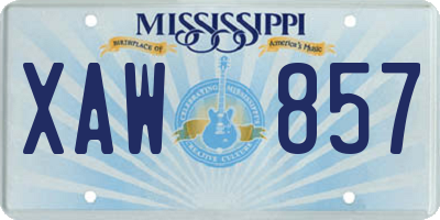 MS license plate XAW857