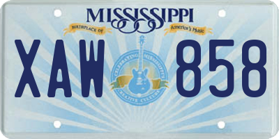 MS license plate XAW858