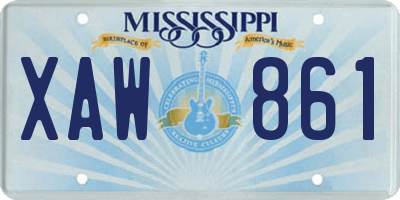 MS license plate XAW861