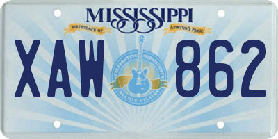 MS license plate XAW862