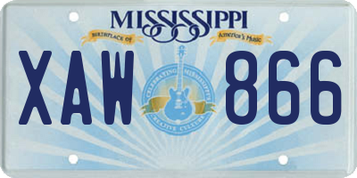 MS license plate XAW866