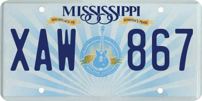 MS license plate XAW867