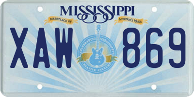 MS license plate XAW869