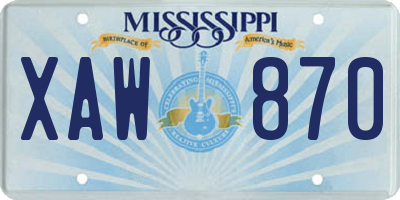 MS license plate XAW870