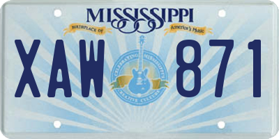 MS license plate XAW871