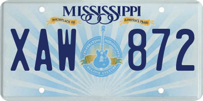 MS license plate XAW872
