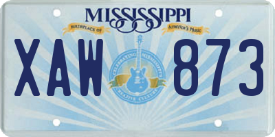 MS license plate XAW873