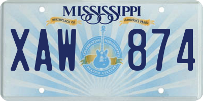 MS license plate XAW874
