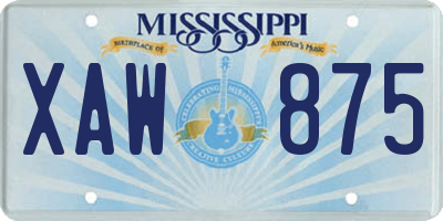 MS license plate XAW875