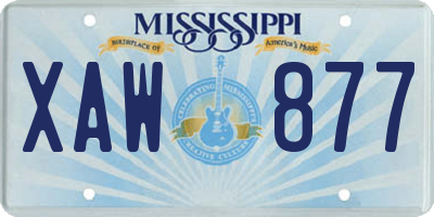 MS license plate XAW877