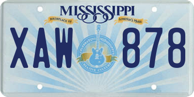 MS license plate XAW878