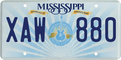 MS license plate XAW880