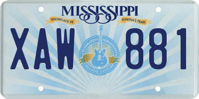 MS license plate XAW881