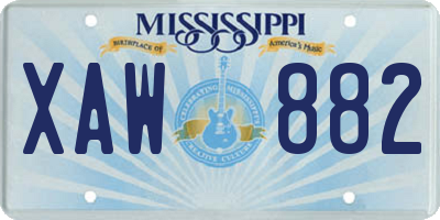 MS license plate XAW882