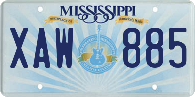 MS license plate XAW885