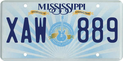 MS license plate XAW889