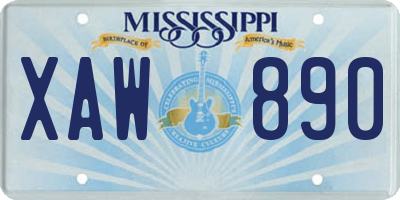 MS license plate XAW890