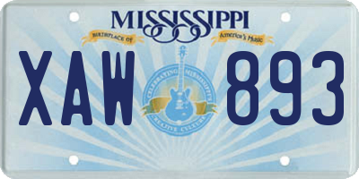 MS license plate XAW893