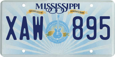 MS license plate XAW895