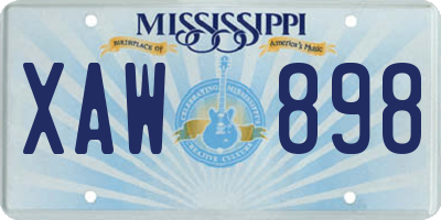 MS license plate XAW898