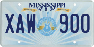 MS license plate XAW900