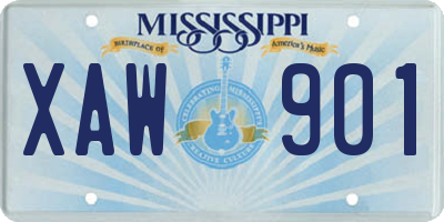 MS license plate XAW901