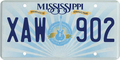 MS license plate XAW902