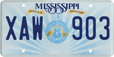 MS license plate XAW903