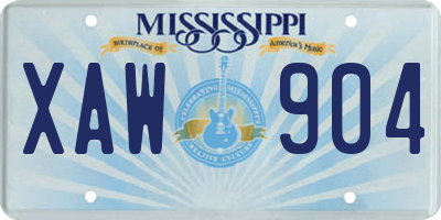 MS license plate XAW904