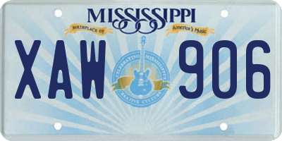 MS license plate XAW906