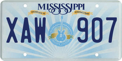 MS license plate XAW907