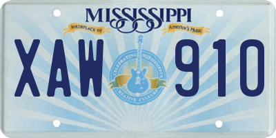 MS license plate XAW910