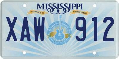 MS license plate XAW912