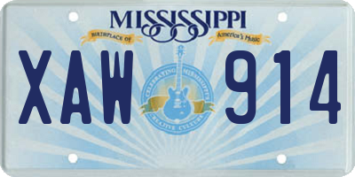 MS license plate XAW914